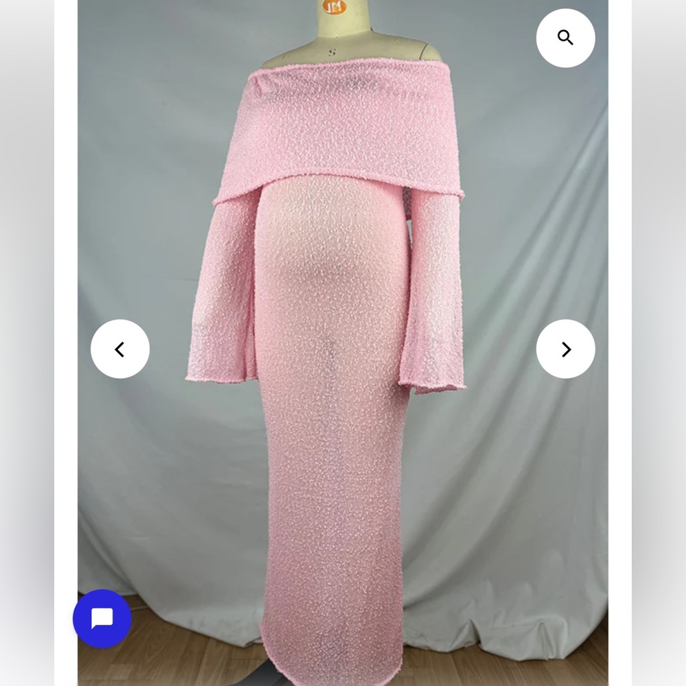 Pink Off-Shoulder Maternity Dress